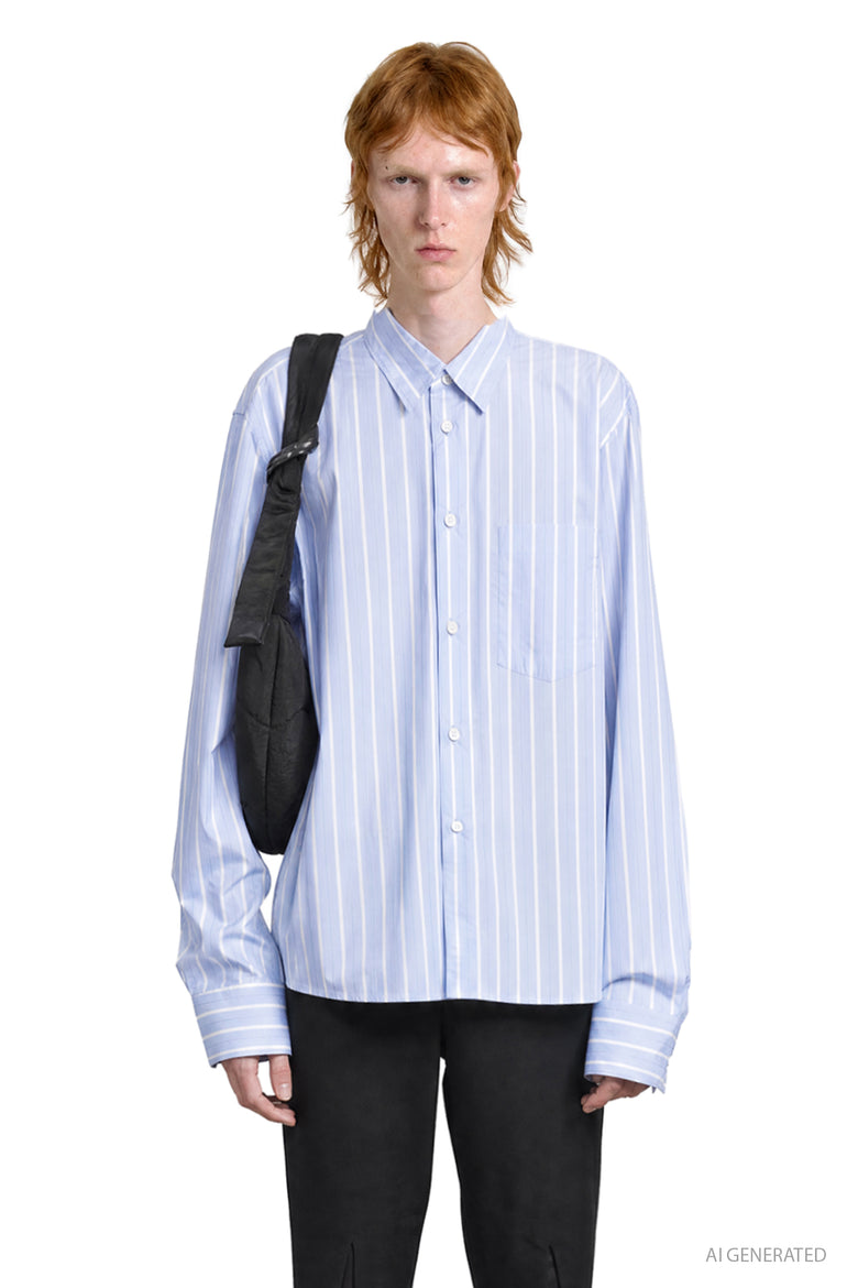 COMME DES GARCONS HOMME PLUS Pinstripe and Lace Shirt man