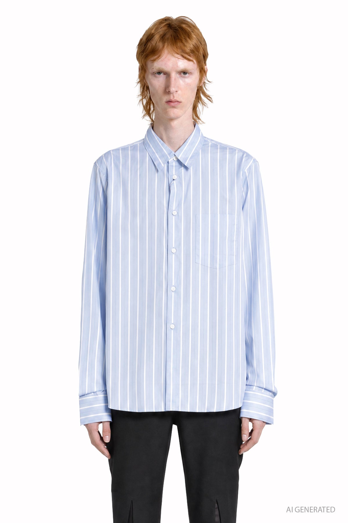 COMME DES GARCONS HOMME PLUS Pinstripe and Lace Shirt man