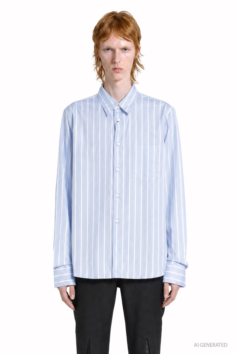 COMME DES GARCONS HOMME PLUS Pinstripe and Lace Shirt man