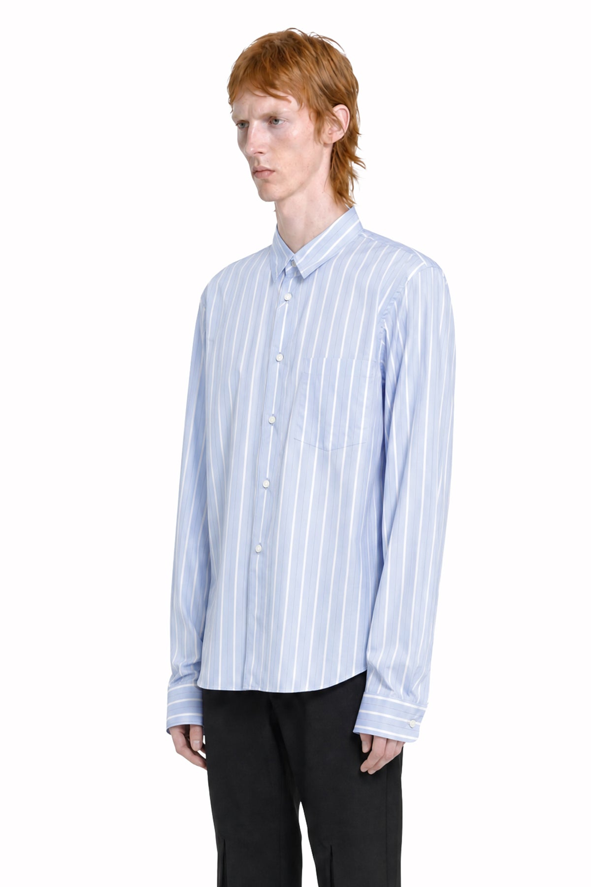 COMME DES GARCONS HOMME PLUS Pinstripe and Lace Shirt man