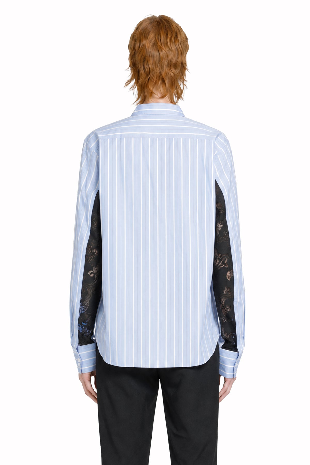 COMME DES GARCONS HOMME PLUS Pinstripe and Lace Shirt man