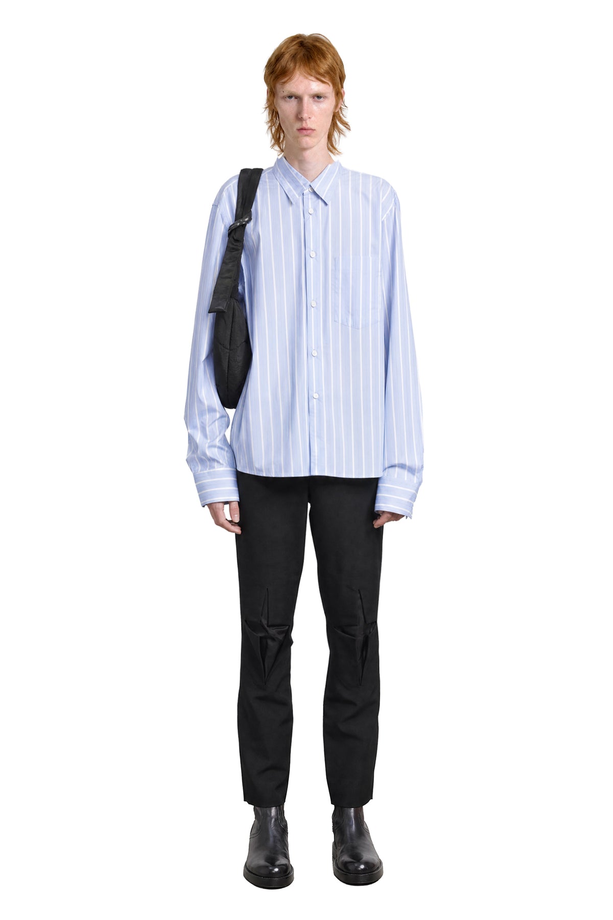 COMME DES GARCONS HOMME PLUS Pinstripe and Lace Shirt man
