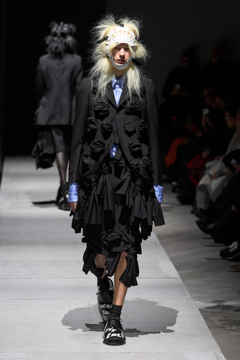 COMME DES GARCONS HOMME PLUS Pinstripe and Lace Shirt man