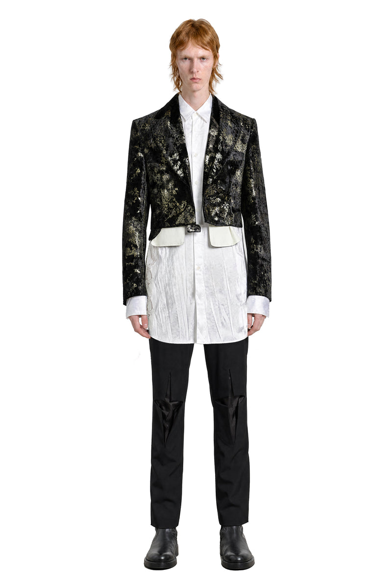 COMME DES GARCONS HOMME PLUS Dotted Satin and Lace Pocket Shirt man
