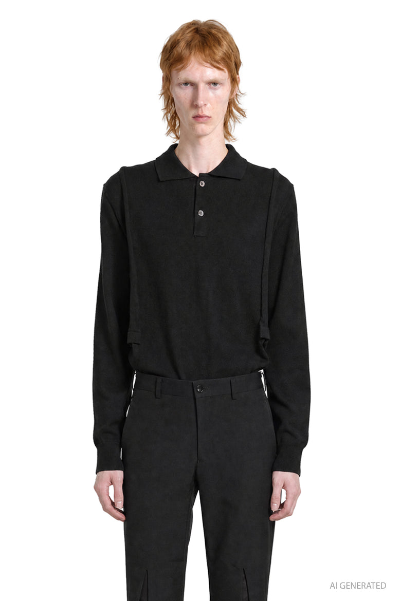 COMME DES GARCONS HOMME PLUS Cut-Out Wool Knit Polo man