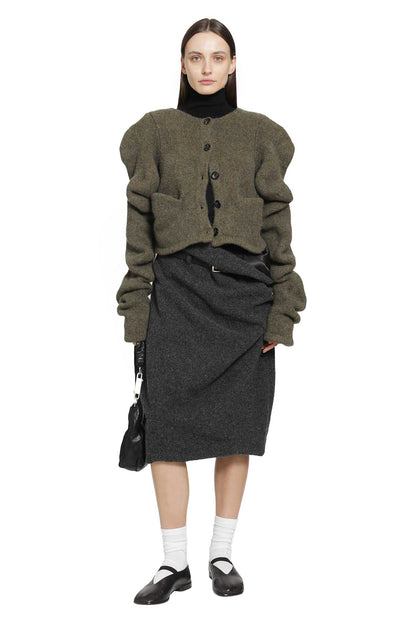 Wool Draped Cardigan