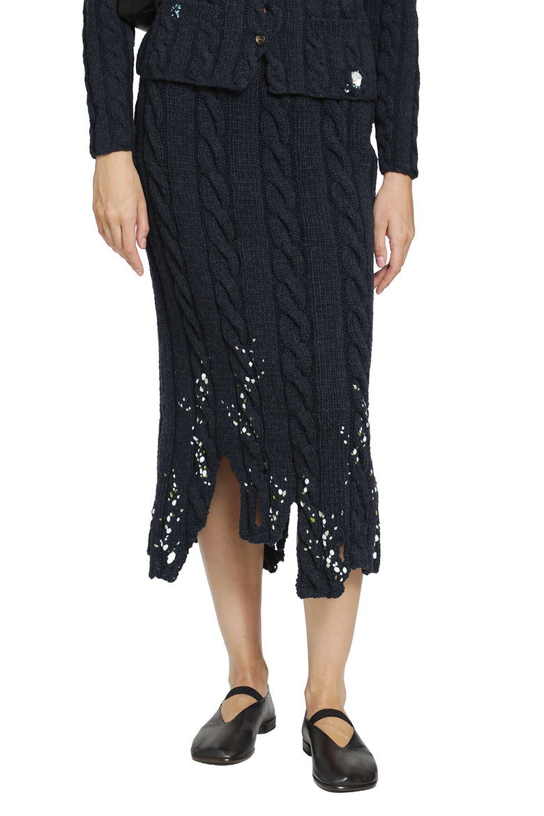 PILLINGS Embroidered Wool Midi Skirt woman