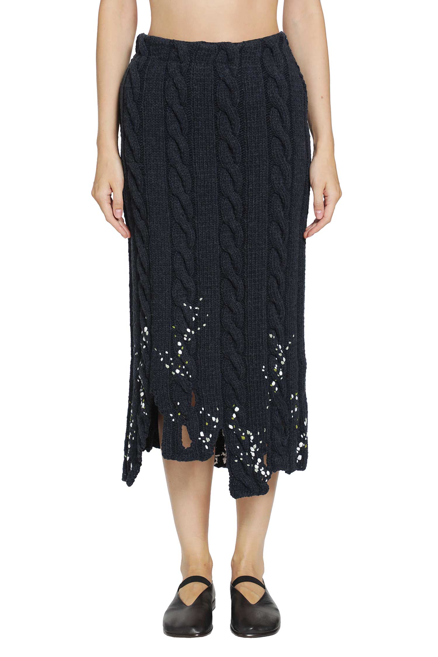 PILLINGS Embroidered Wool Midi Skirt woman