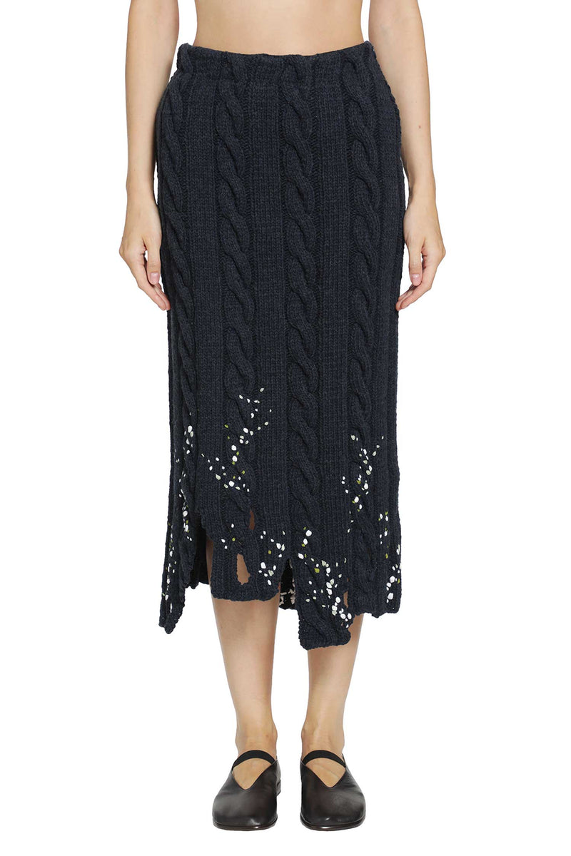 PILLINGS Embroidered Wool Midi Skirt woman