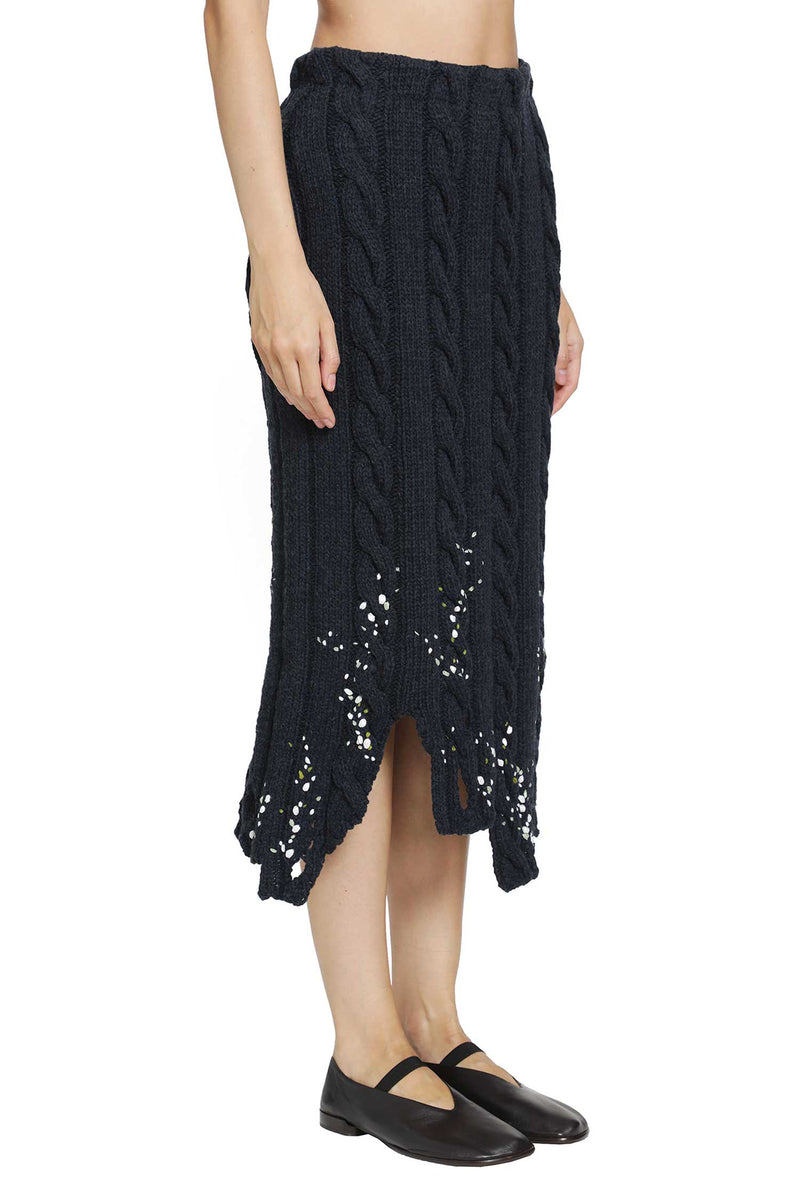 PILLINGS Embroidered Wool Midi Skirt woman