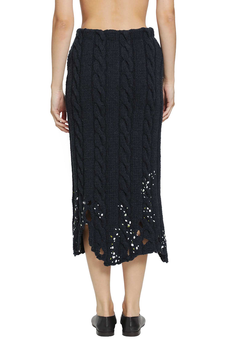 PILLINGS Embroidered Wool Midi Skirt woman