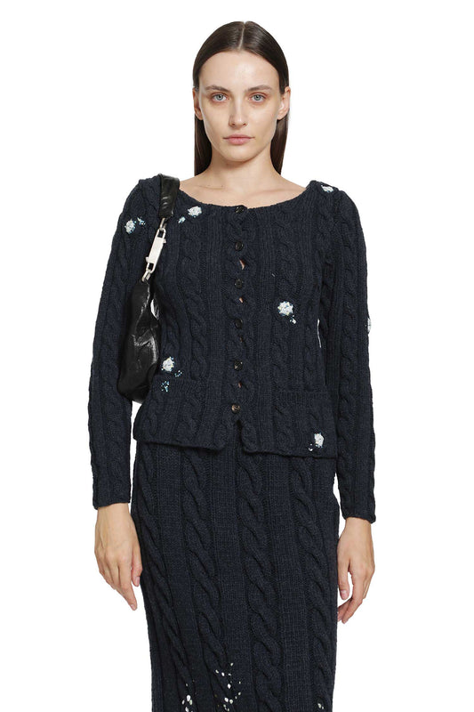 Embroidered Wool Cardigan