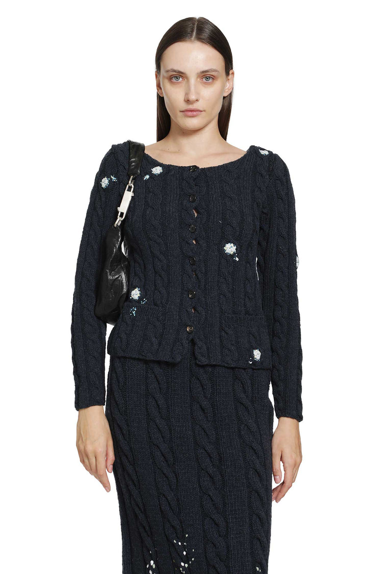 PILLINGS Embroidered Wool Cardigan woman