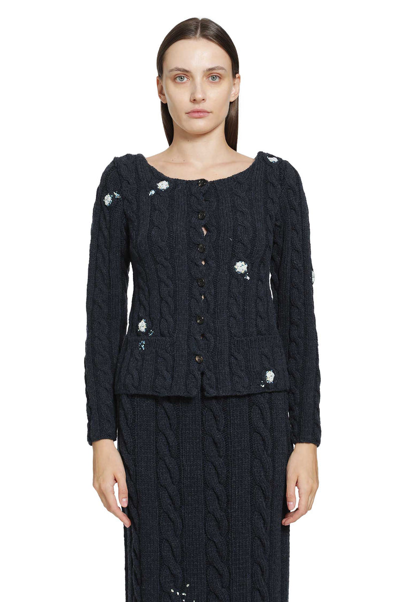 PILLINGS Embroidered Wool Cardigan woman