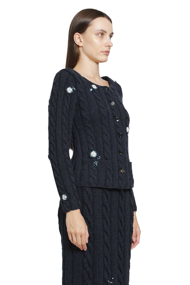 PILLINGS Embroidered Wool Cardigan woman