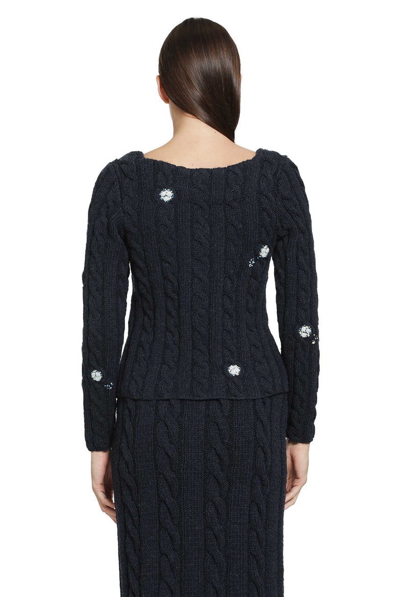 PILLINGS Embroidered Wool Cardigan woman