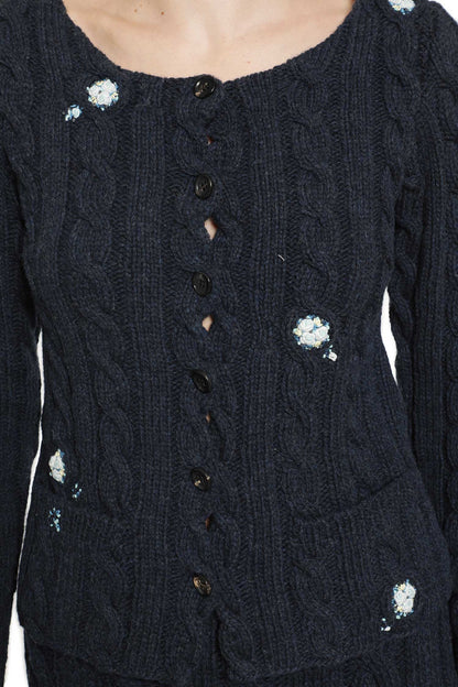 Embroidered Wool Cardigan