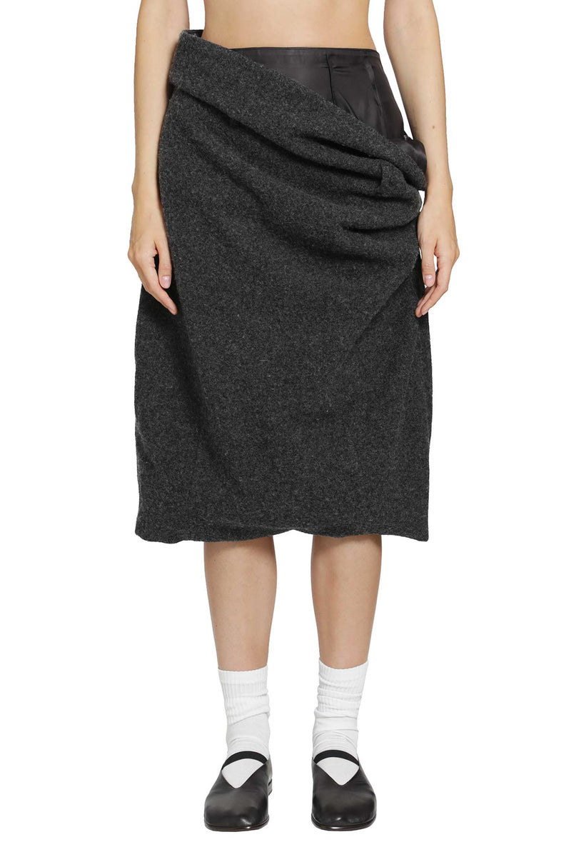 PILLINGS Draped Wool Midi Skirt woman