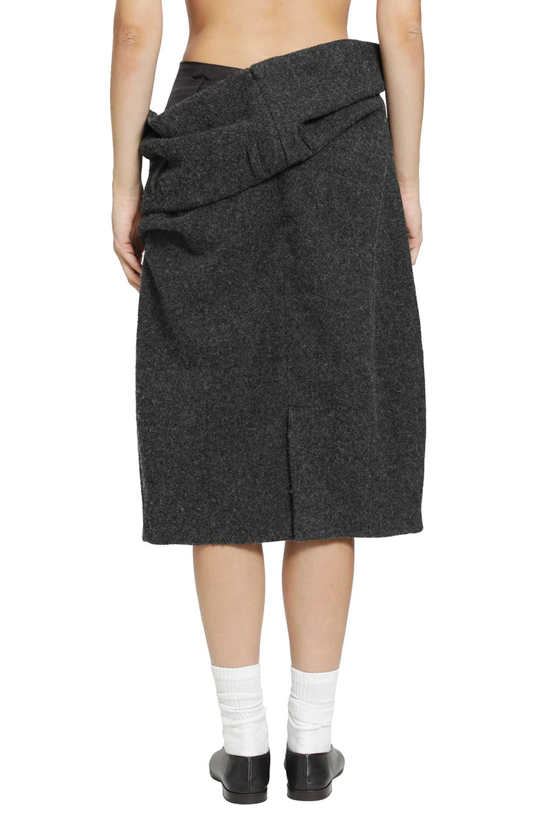 PILLINGS Draped Wool Midi Skirt woman