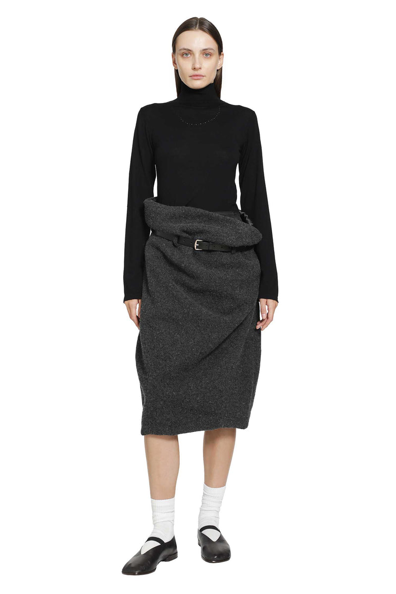 PILLINGS Draped Wool Midi Skirt woman