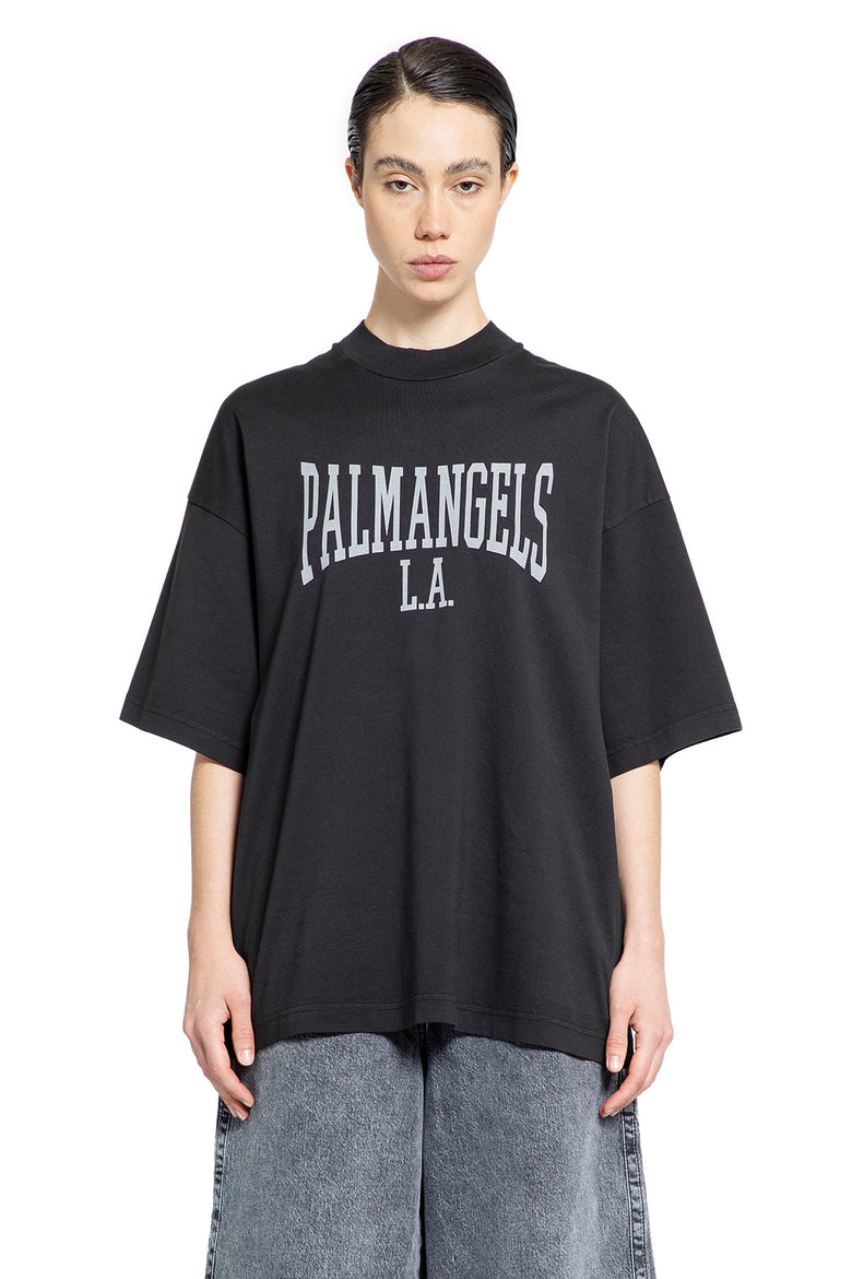 PALM ANGELS WOMAN BLACK T-SHIRTS & TANK TOPS