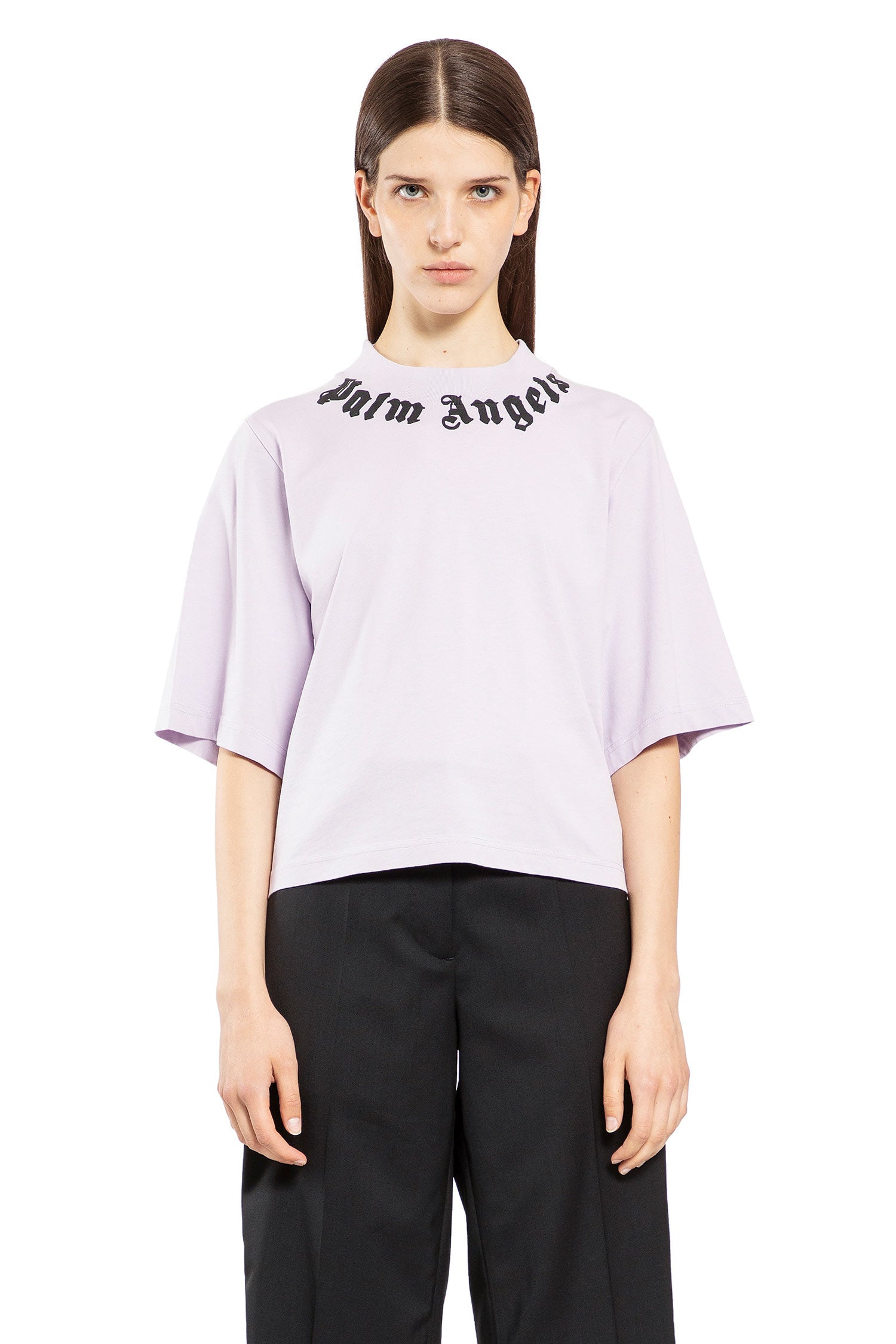 PALM ANGELS WOMAN PURPLE T-SHIRTS