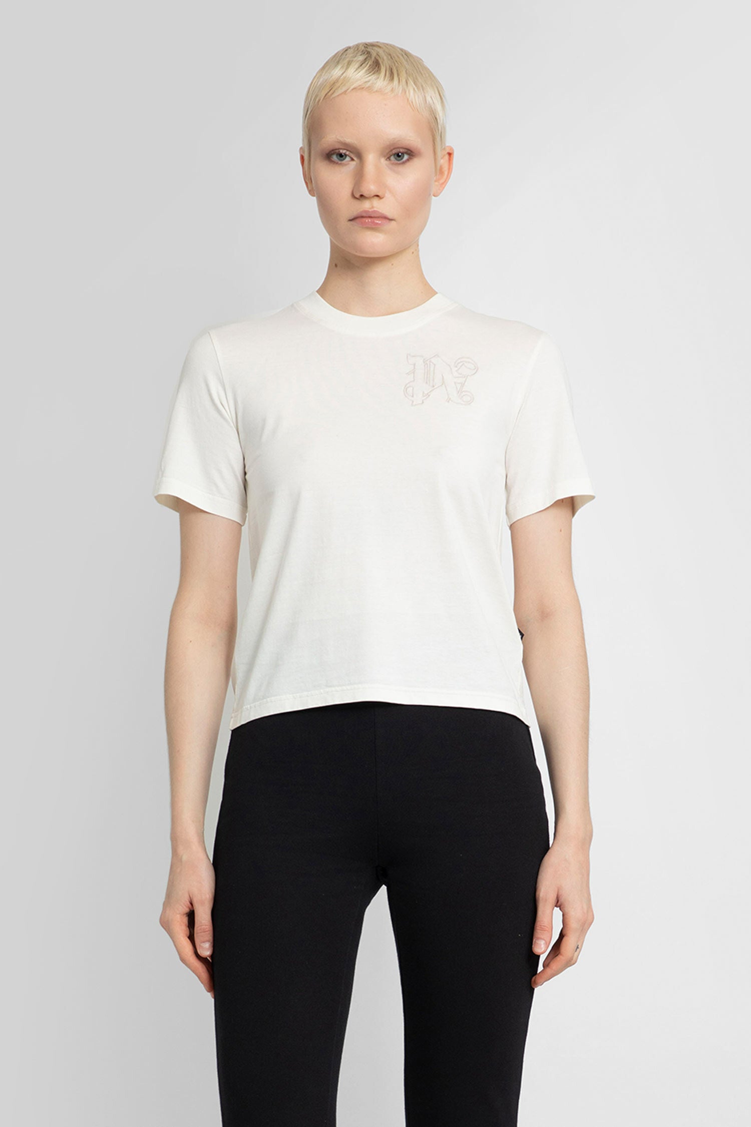 PALM ANGELS WOMAN OFF-WHITE T-SHIRTS