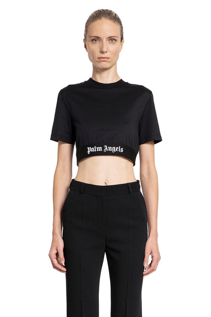 PALM ANGELS WOMAN BLACK T-SHIRTS & TANK TOPS