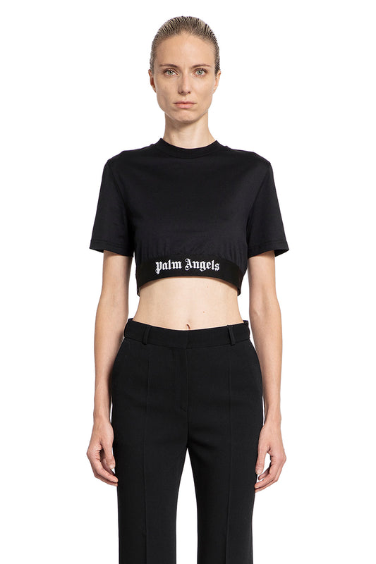 PALM ANGELS WOMAN BLACK T-SHIRTS & TANK TOPS