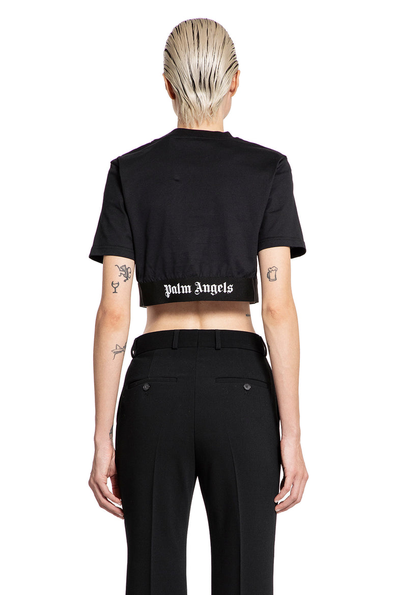 PALM ANGELS WOMAN BLACK T-SHIRTS & TANK TOPS