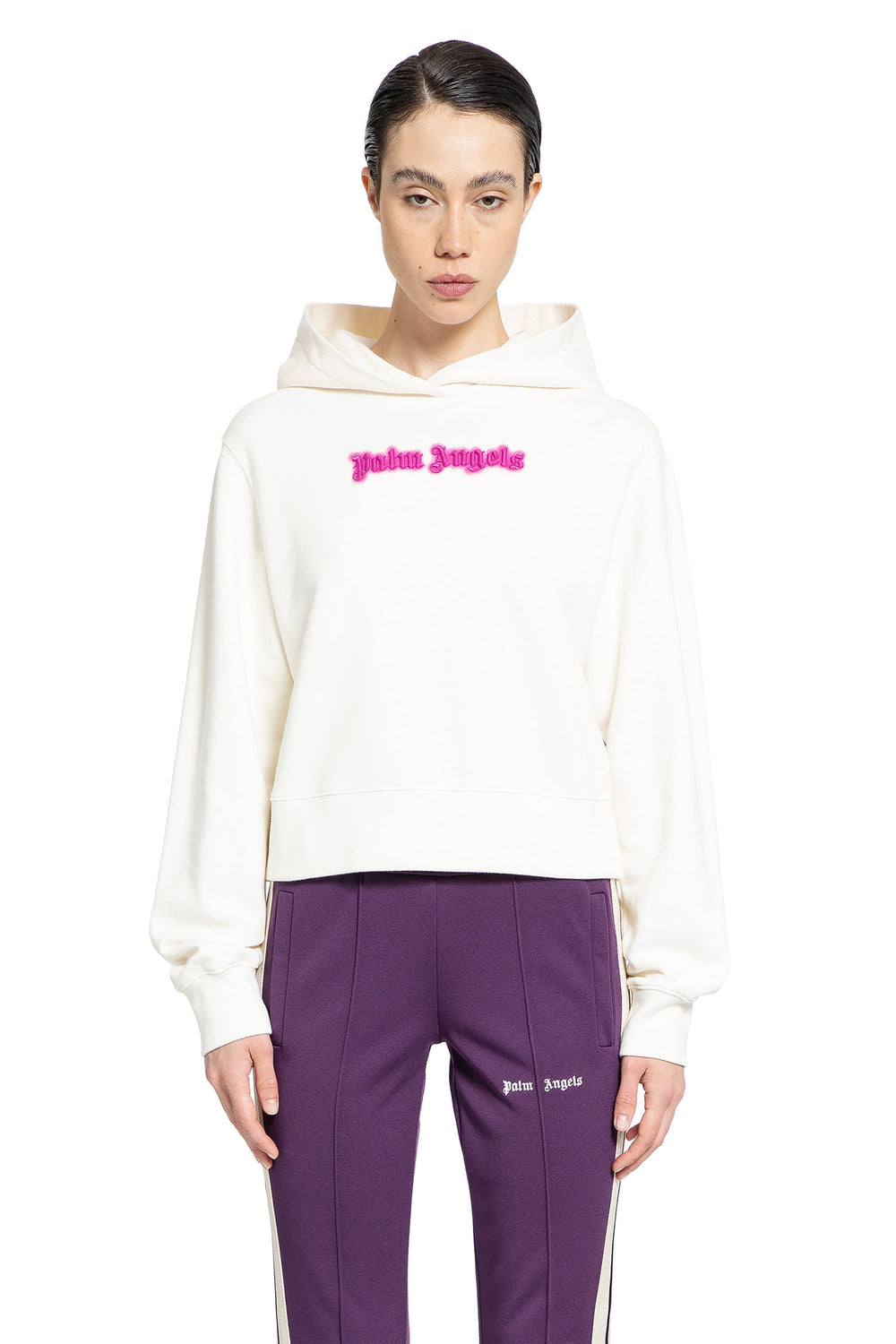 PALM ANGELS WOMAN OFF-WHITE SWEATSHIRTS