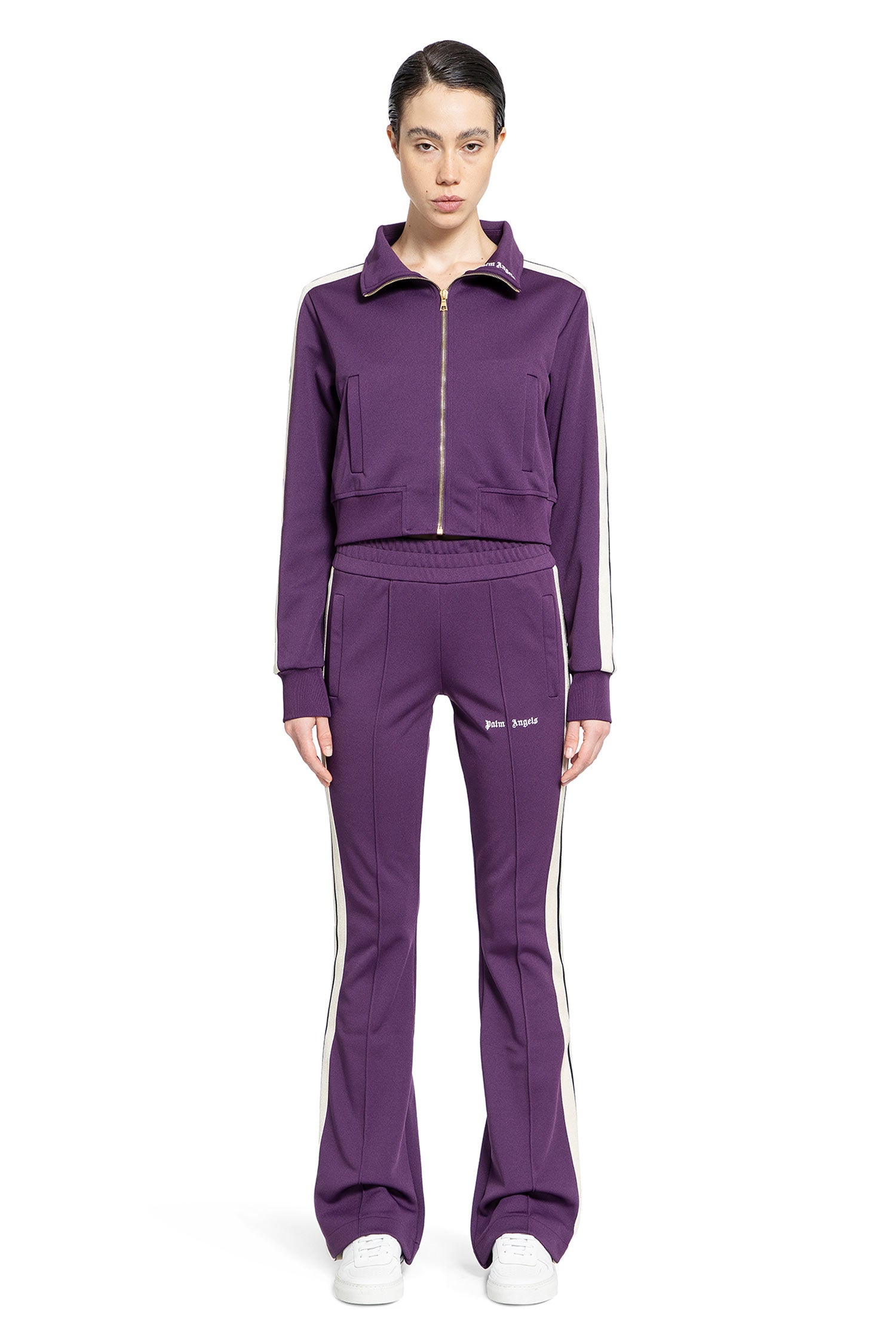 PALM ANGELS WOMAN PURPLE TROUSERS