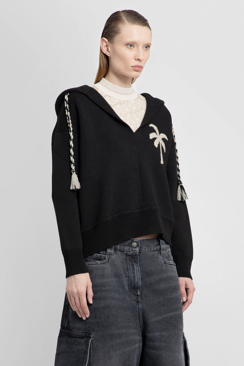 PALM ANGELS WOMAN BLACK KNITWEAR