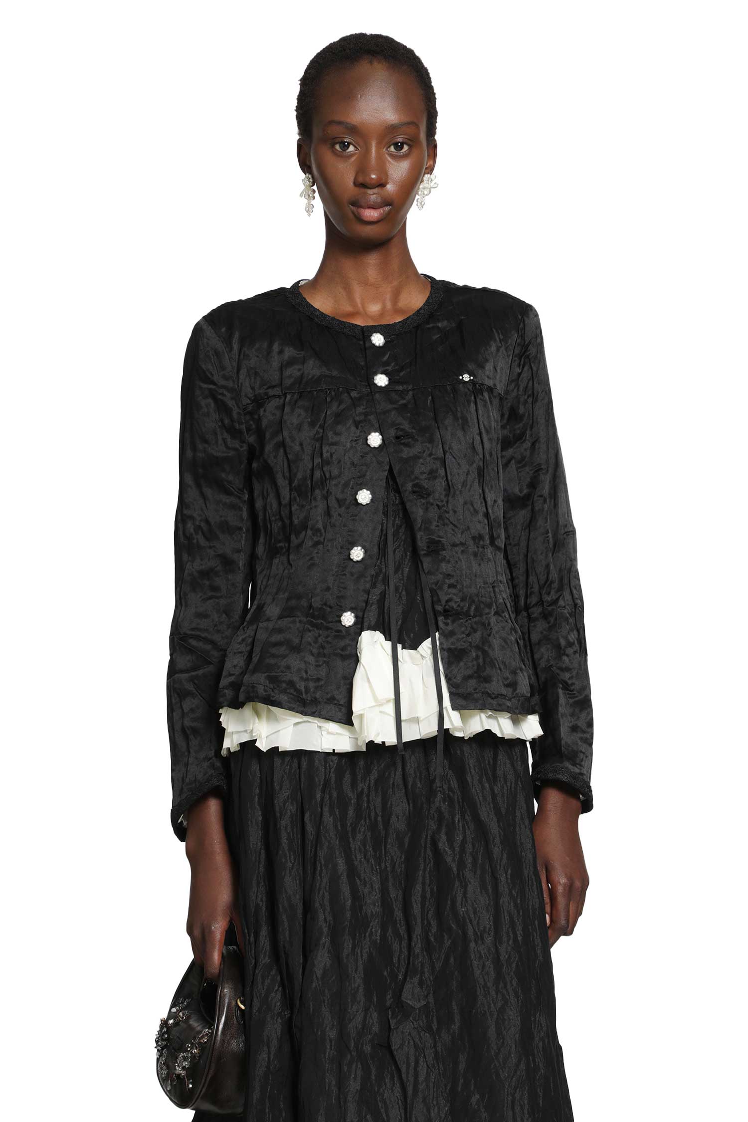 Cotton Silk Satin Waisted Jacket