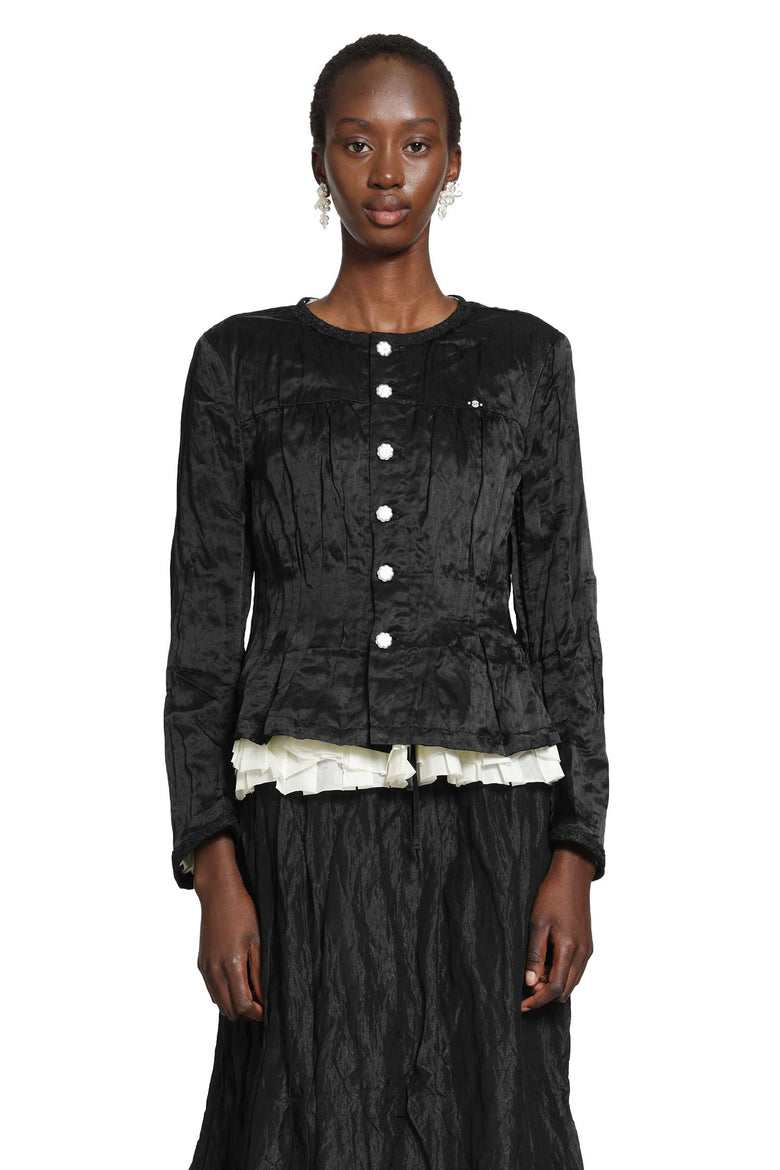 
              RENLI SU Cotton Silk Satin Waisted Jacket woman
            
