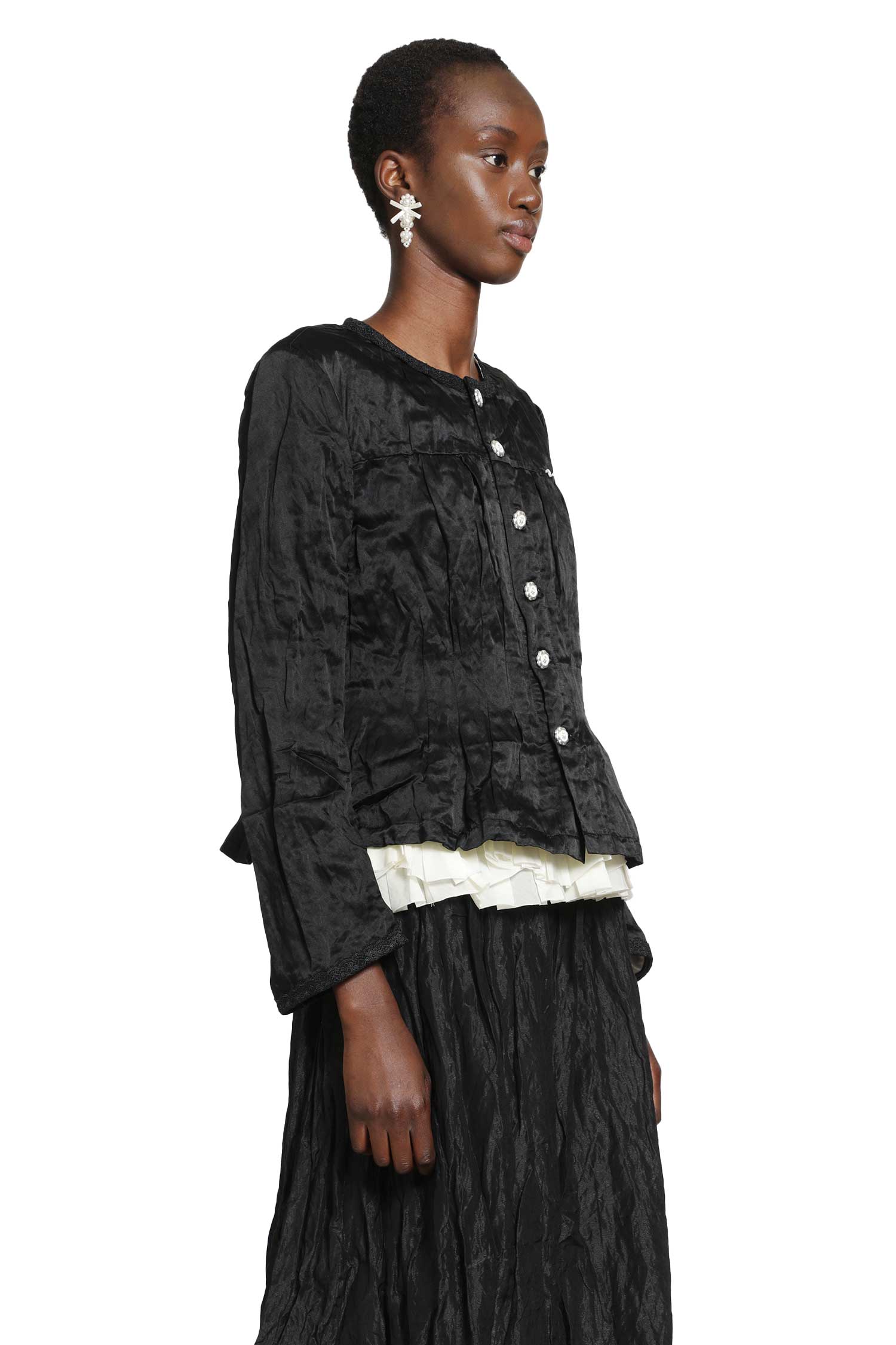 Cotton Silk Satin Waisted Jacket