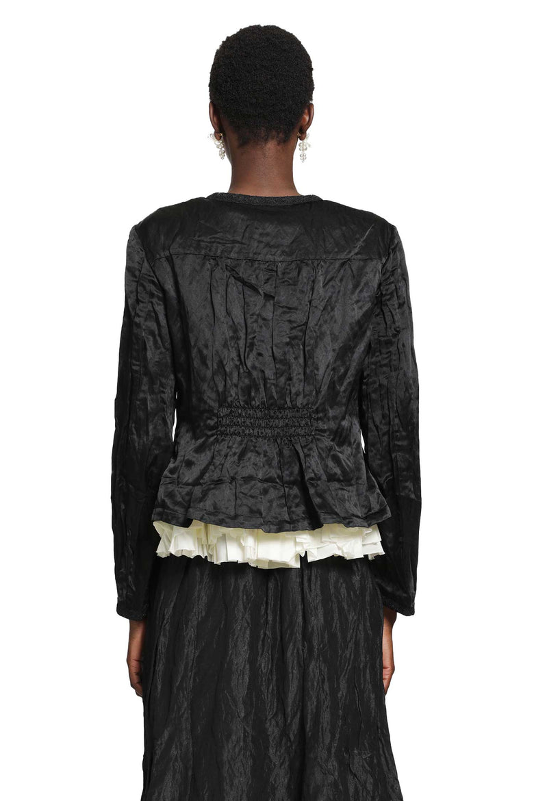 RENLI SU Cotton Silk Satin Waisted Jacket woman