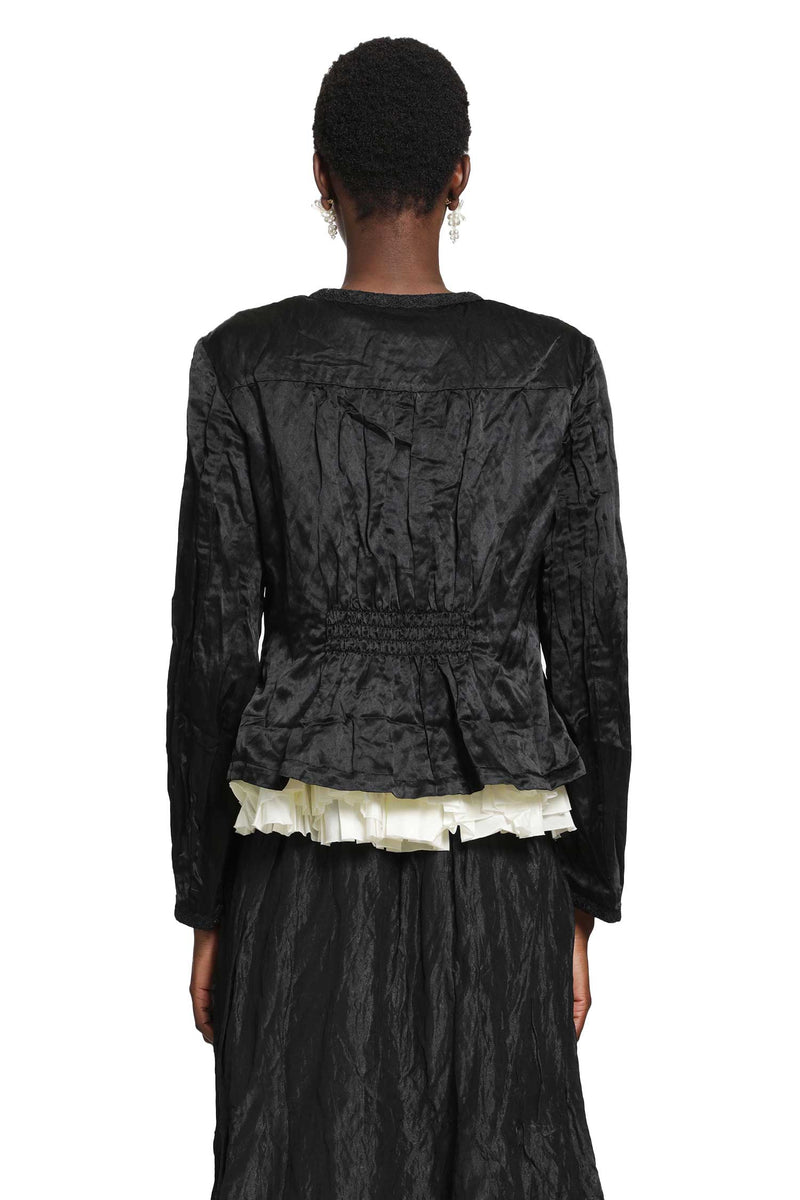 RENLI SU Cotton Silk Satin Waisted Jacket woman
