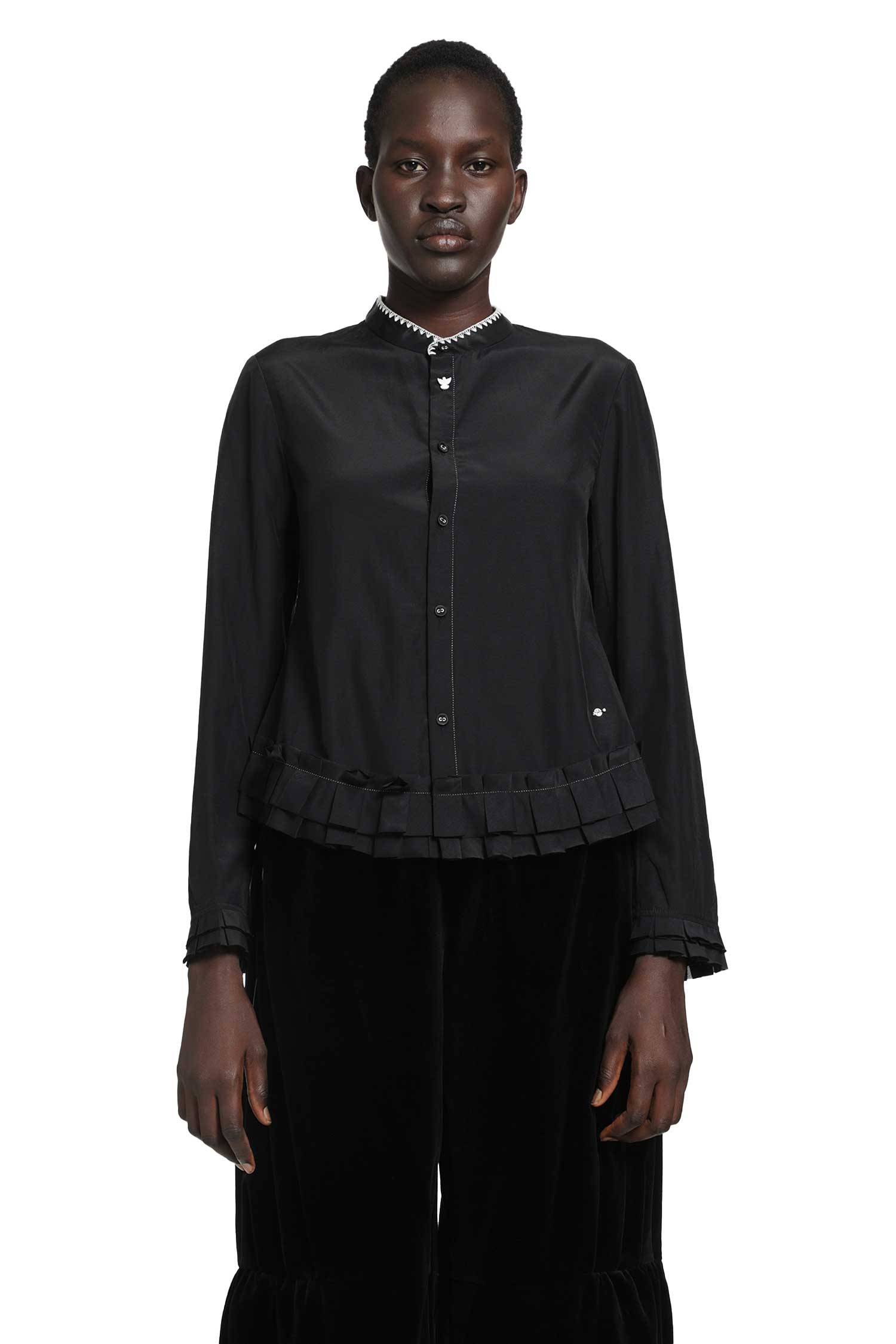 RENLI SU Silk and Cotton Fitted Blouse woman