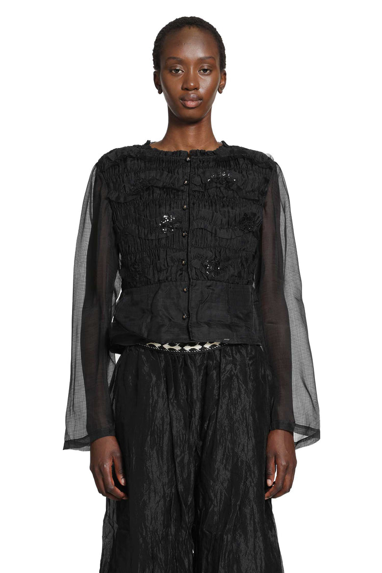 
              RENLI SU Shirred Silk Twill and Organza Shirt woman
            