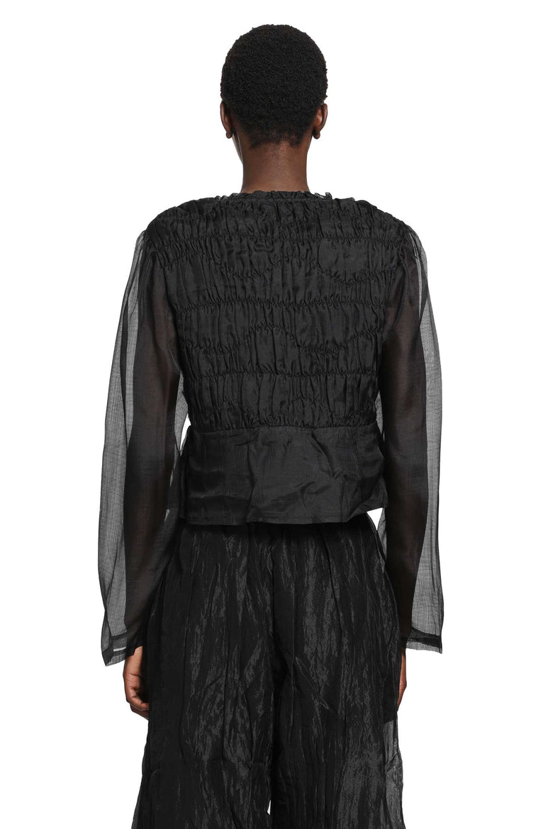 RENLI SU Shirred Silk Twill and Organza Shirt woman