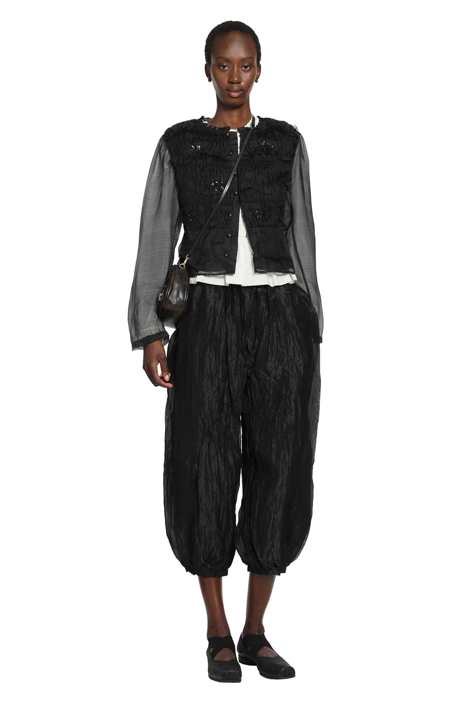 RENLI SU Shirred Silk Twill and Organza Shirt woman
