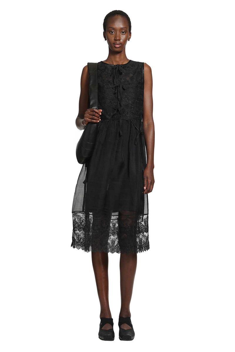 RENLI SU Silk Sheer Lace Mini Dress woman