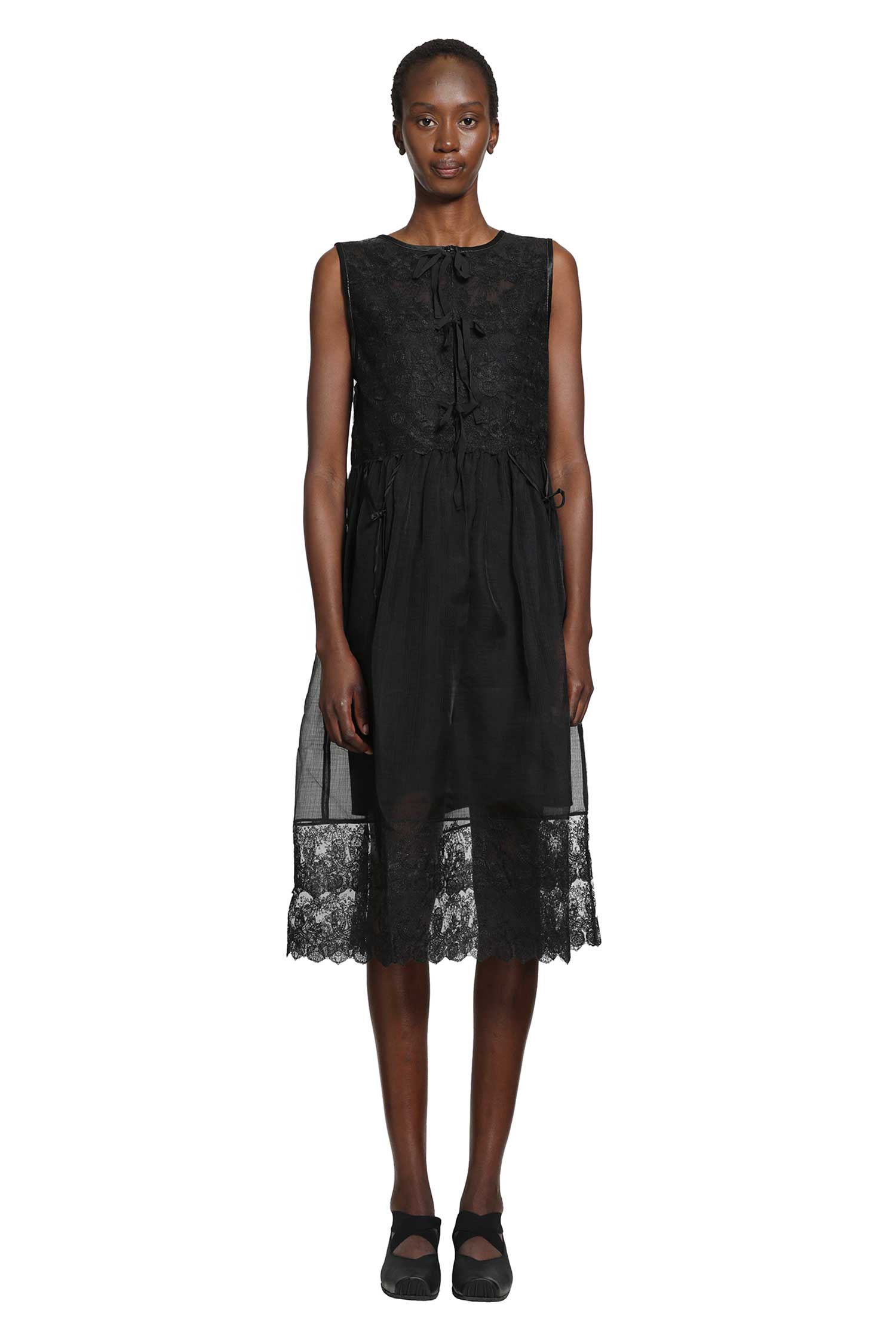 RENLI SU Silk Sheer Lace Mini Dress woman