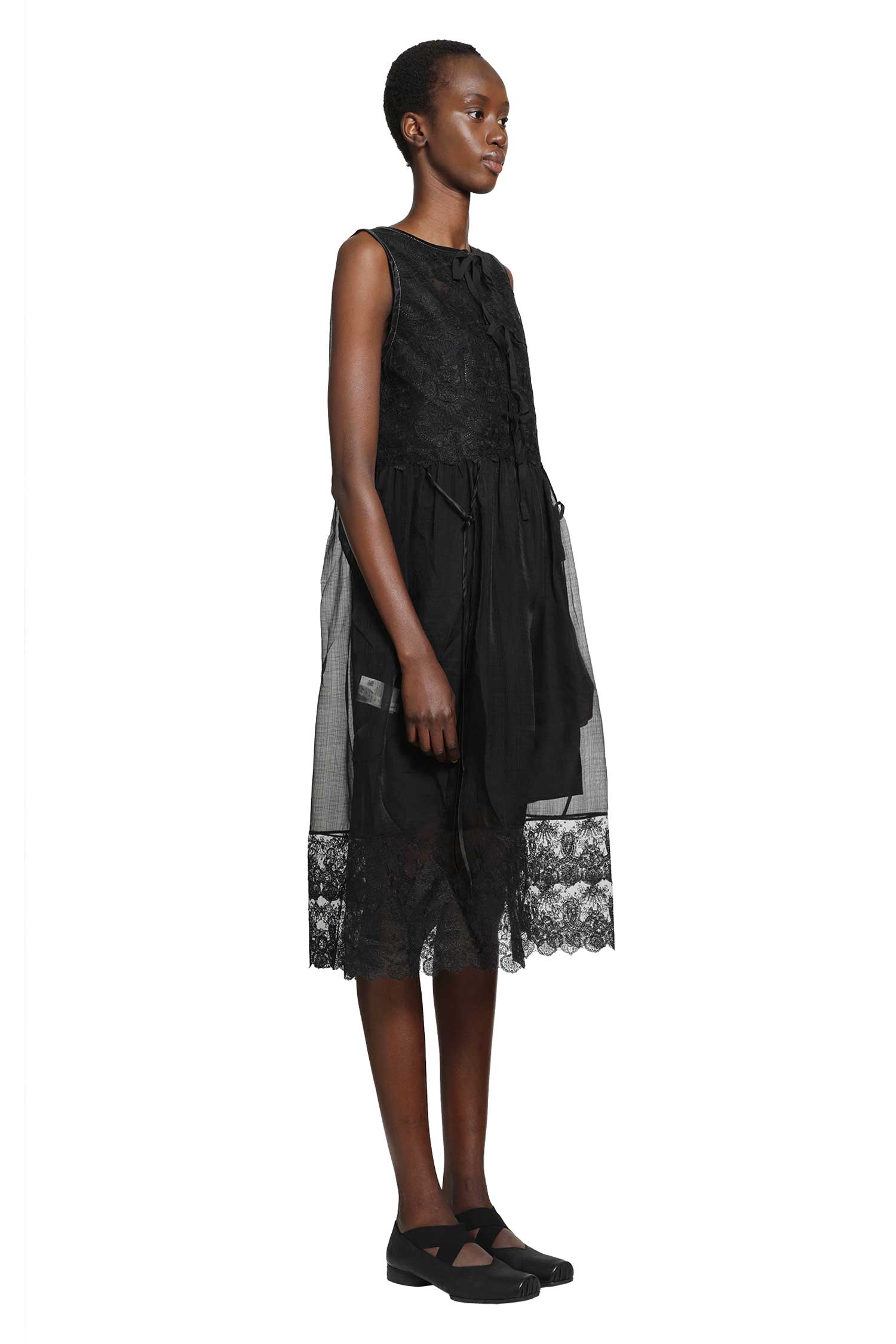 Silk Sheer Lace Mini Dress