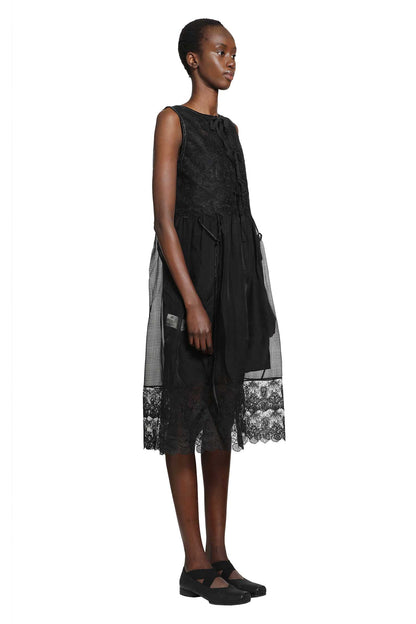 Silk Sheer Lace Mini Dress