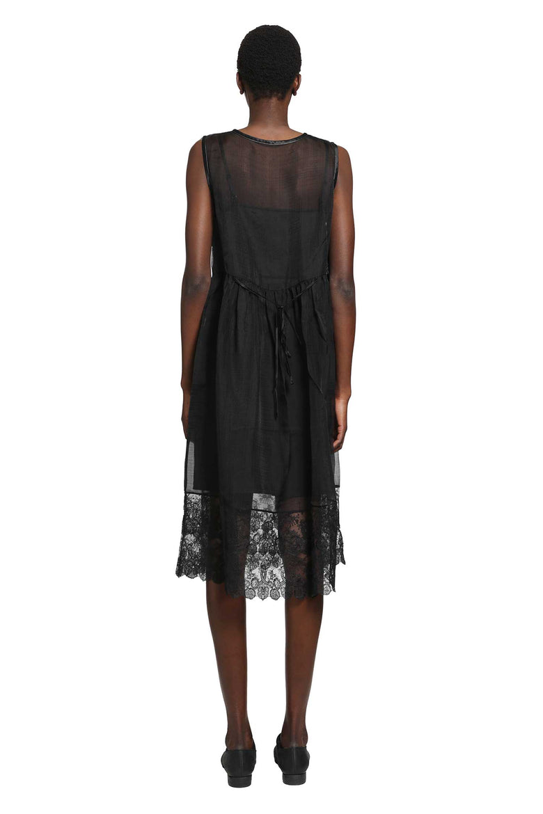RENLI SU Silk Sheer Lace Mini Dress woman