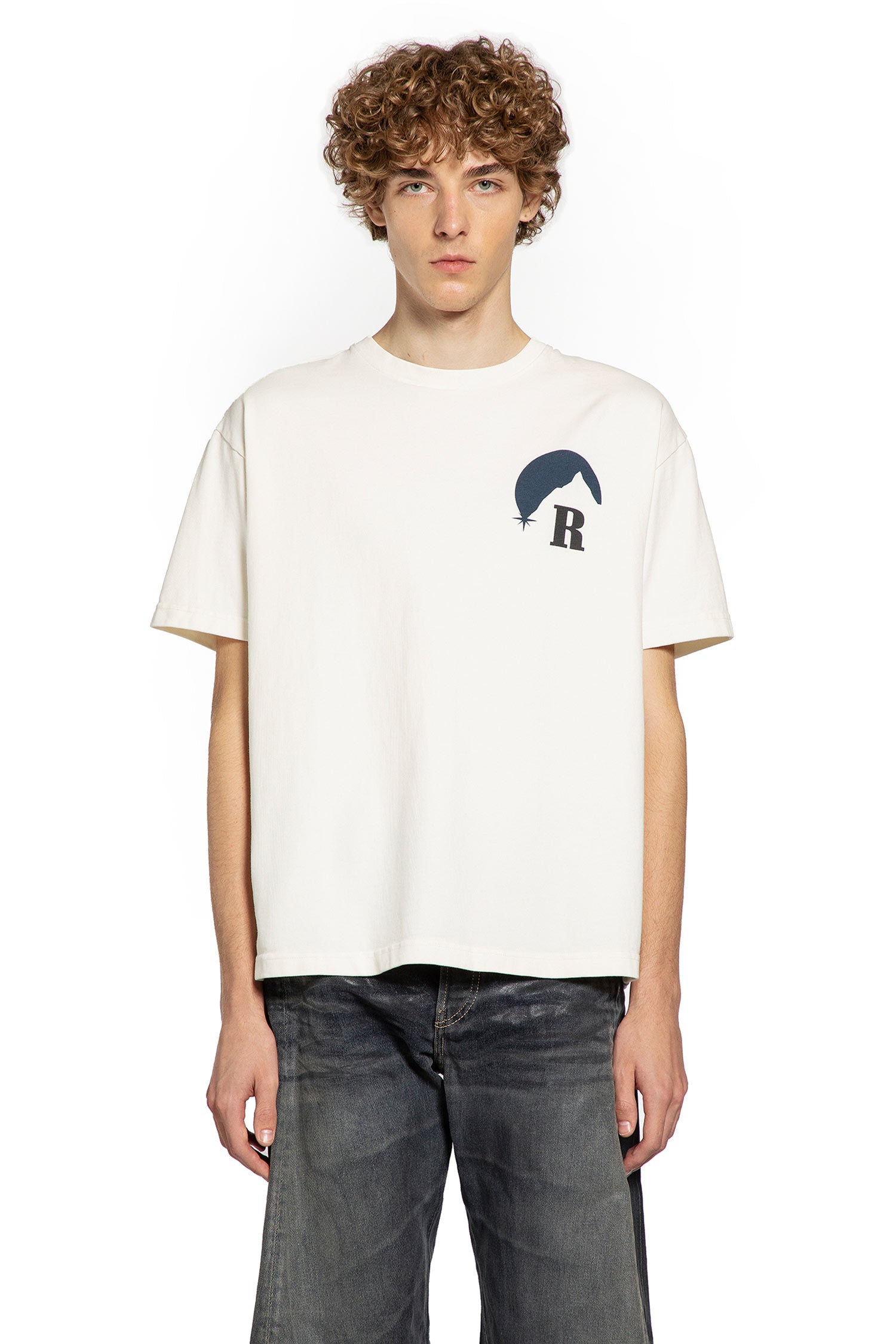 RHUDE MAN WHITE T-SHIRTS & TANK TOPS