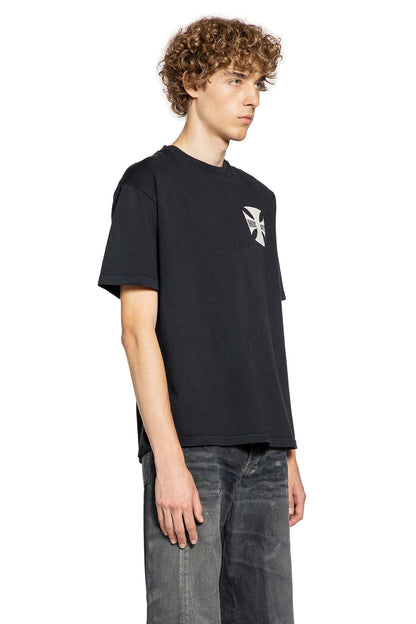 RHUDE MAN BLACK T-SHIRTS & TANK TOPS
