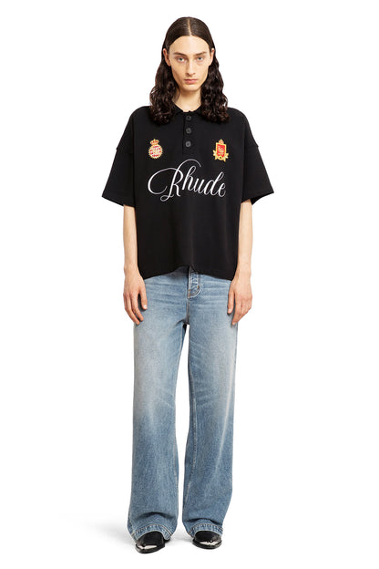 RHUDE MAN BLACK T-SHIRTS & TANK TOPS